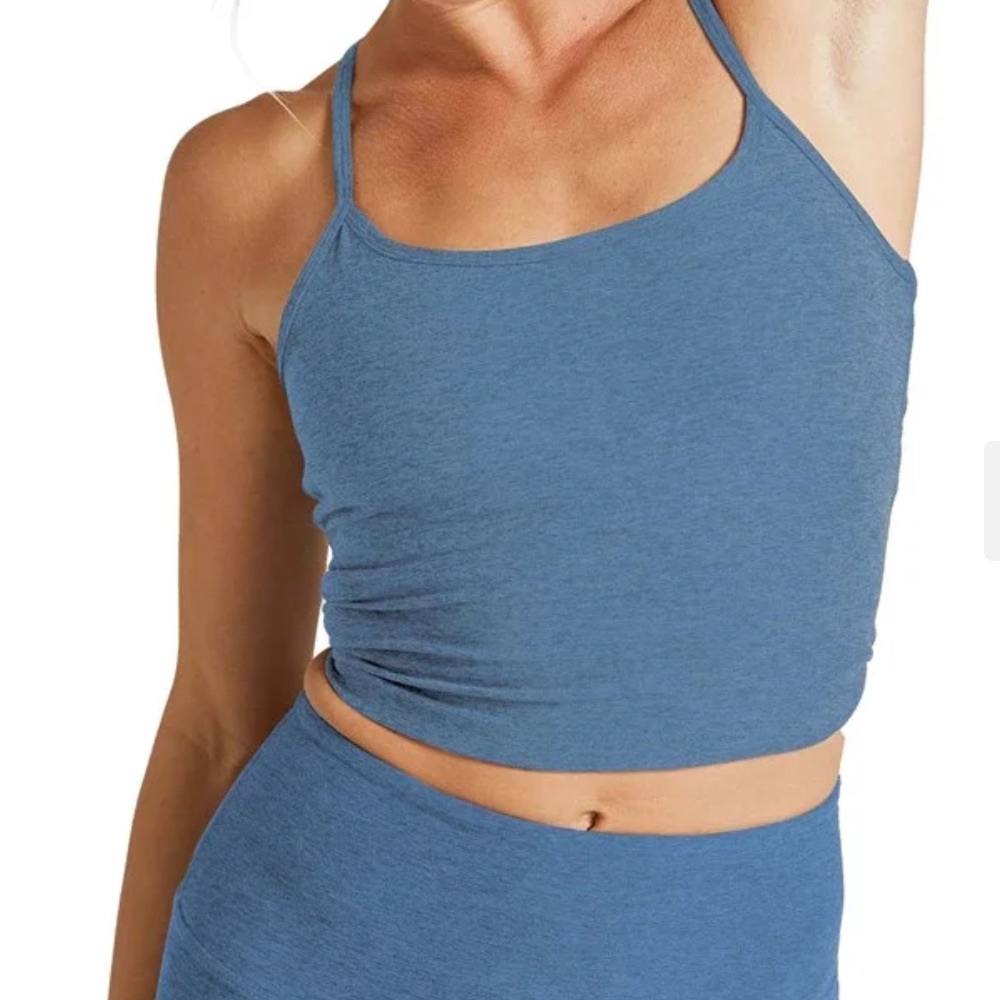 Beyond Yoga Spacedye Cropped Tank Top Heather Blue Activewear